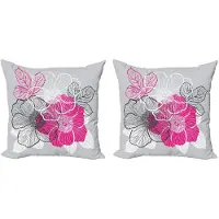 Abakuhaus Kussenhoes Set 2x50x50 cm – Dubbelzijdige Bedrukking – Grijs Magenta Wit