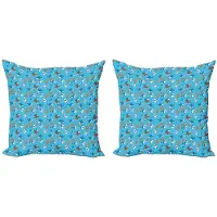 Abakuhaus Hai Kussenhoezen Set – 2x 40x40 – Digitaaldruk – Blauw/Oranje