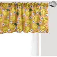 Abakuhaus Lente raamvalletje, Gordijnvalletje voor keuken en slaapkamer met tunnelzoom, 137 cm x 30 cm, Mosterd Abrikoos en Smaragdgroen