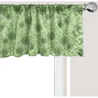Abakuhaus Botanische raamvalance, gordijnvalance voor keuken en slaapkamer met tunnelzoom, 137 cm x 45 cm, groen en donkergrijs
