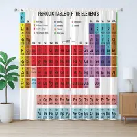 Abakuhaus Periodiek Systeem Rustiek Gordijn, Klassiek Levendig, met Bandjes, Lusjes en Haken voor de Woonkamer, 280 x 260 cm, Rood Lavendel