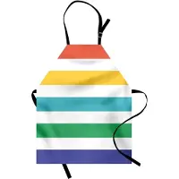 Abakuhaus Gestreepte kookschorten, regenboogkleurige en witte grappige horizontale lijnen, kinderkamerkunst in rood, geel, blauw en groen – kleurvast, hoogteverstelbaar, wasbaar, veelkleurig