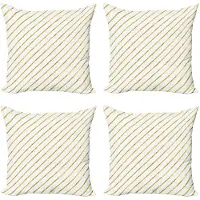 Abakuhaus Gestreepte Kussenhoezen – 4x60x60 cm – Dubbelzijdig bedrukt – Mikrofaser – Wit en Geel