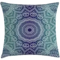 Abakuhaus Mandala-kussenhoes – Ombre Tribe – 45x45 cm – Teal/Lila, Rits
