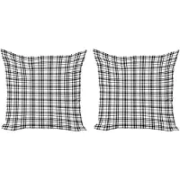 Abakuhaus geruite kussensloopset (2 stuks), zwart-wit raster, 60 cm, zwart-wit