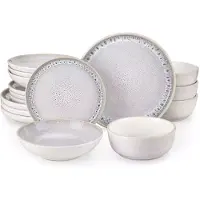 Vancasso Serviesset - 4 Persoons Servies - Keramiek - Diner- en Dessertbord - Ontbijt- en Pastakom - 16-delige Set - Beige