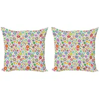 Abakuhaus Bloemen Kussenhoes Set – 2x40x40 cm – Dubbelzijdig Druk – Multicolor