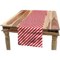 Abakuhaus Tafelloper – diagonale rode lijnen – 40x225 cm – wit/rood