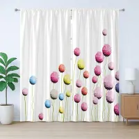 Abakuhaus Rustiek bloemengordijn, Amarant bloemenpatroon, Slaapkamergordijn met geplooide band, lussen en haken, 280 x 225 cm, Wit Meerkleurig