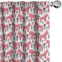 Abakuhaus – 2-delige gordijnset Dala-paard bloemen – microvezel – 75x245 cm