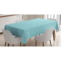 Abakuhaus Tafellaken Aquatisch Hexagonen – Geometrisch 140x240 Aqua Wit