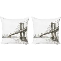 Abakuhaus New York Kussenhoes – Set van 2 – 40x40 cm – Bruin/Wit – Dubbeldruk