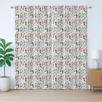 Abakuhaus Rustiek gordijn met skipatroon, kleurrijk winterthema, met lussen en haken voor de woonkamer, 280 x 225 cm, wit en meerkleurig