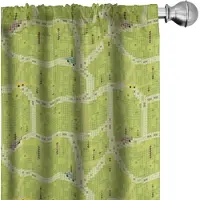 Abakuhaus Geometrische Voorhangen – 2x75x175 cm – Geel en Appelgroen Mikrofaser