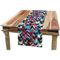 Abakuhaus Grunge-tafelloper – Chevron Aqua Rosa – 40x300 cm