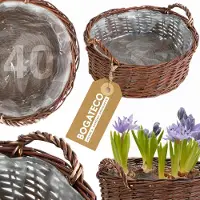 BOGATECO rieten bloempot | Handgemaakte wilgen bloempot plantenbak ronde rieten mand 40x40x16 cm