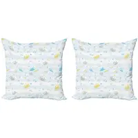 Abakuhaus Krabben Kussenhoes Set – 2x40x40 cm – Dubbelzijdig – Blauw-Geel
