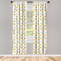 Abakuhaus Gele Bloemen Raamgordijnen – 2-Paneel Set – Halbdonker – Stangentasche – 75x245 cm – Mustard/Pale Grau