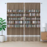 Abakuhaus Rustiek bibliotheekgordijn, gordijn voor binnen met boekenplanken, slaapkamergordijn met plooien en haken, 280 x 260 cm, meerkleurig