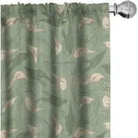 Abakuhaus Calla Bloemen Gordijnen – 2x75x175 cm – Crème Resedagroen