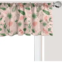 Abakuhaus Hawaiiaanse raamvalletje, gordijnvalletje voor keuken en slaapkamer met tunnelzoom, 137 cm x 30 cm, roze varen groen