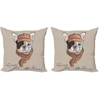 Abakuhaus – Hondenkussenhoes 50x50 cm – Dubbelzijdige druk, rits, Wit/Zwart