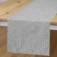 Abakuhaus Tafel-loper – Abstracte Strepen – 40x180 cm – Antraciet-grijs-wit