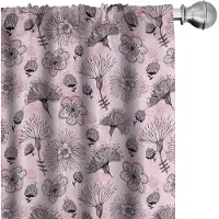 Abakuhaus Lineart Bloom gordijnen – 2x75x225 cm – babyroze & antraciet