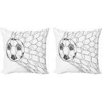 Abakuhaus Voetbal kussenhoes Set – 2x 45x45 cm – Dubbelzijdig bedrukt – Zwart-Wit