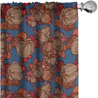Abakuhaus Bloemen Gordijnen – 2x75x175 cm – microvezel, halverdonker, Blauw/Bruin