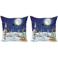 Abakuhaus Kussenhoes 2x50x50 – Winterlandschap – Dubbelzijdig bedrukt – Rits