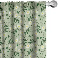 Abakuhaus – Voorhangset 2x75x225 cm – Mikrofaser, Groen Bloemenbladprint