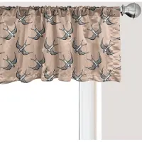 Abakuhaus Raamvalletje met vogelprint, gordijnvalletje voor keuken en slaapkamer met tunnelzoom, 137 cm x 45 cm, ecru colagrijs