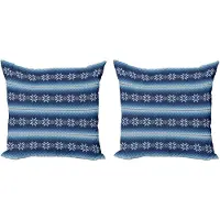 Abakuhaus Winter Kussenhoezenset (2 stuks), traditioneel jacquard, 50 cm, blauw en wit