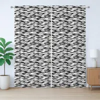 Abakuhaus Retro Rustiek Gordijn, Opvallend Grafisch Patroon, Gordijn met Plooiing, Lusjes en Haken voor de Slaapkamer, 280 x 260 cm, Zwart-Wit