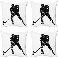 Abakuhaus Kussenhoes Set – ijshockey – 4x40 cm – dubbelzijdig bedrukt – zwart-wit
