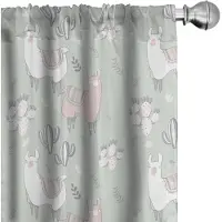 Abakuhaus Pastelgordijnen – Lama Cartoon – 2x75x175 cm – Licht saliegroen