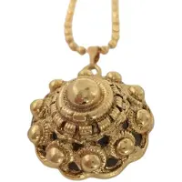 Zeeuws Meisje - Zeeuwse knop - Lange en korte ketting met grote Zeeuwse knoop verguld 26 mm doorsnede met echt goud