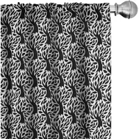 Abakuhaus – Bloemen Gordijnen – 2-delige set 75 x 245 cm – Zwart/Wit