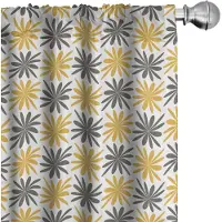 Abakuhaus – Bloemen gordijnen – 2x75x225 cm – microvezel – halfdonkerend – aarde geel grijs