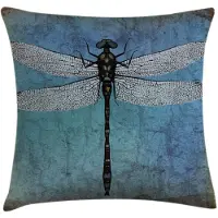Abakuhaus Grunge Kussenhoes Libellen – Turkoois/Donkerblauw – 50x50 cm