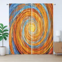 Abakuhaus Fractal Rustiek Gordijn, Kleurrijk Hippie Stijl, Geplooid Gordijn voor de Slaapkamer met Lussen en Haken, 280 x 175 cm, Oranje Blauw