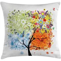 Abakuhaus kussenhoes – Bloemen Vier jaargetijden – 40x40 cm – dubbelzijdig bedrukt, wasbaar, kleurvast