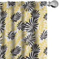 Abakuhaus Geel/zwart Gordijnen – Bladpatroon – 2x75×225 cm