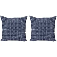 Abakuhaus kussenhoes set 2x45x45 cm – dubbelzijdig bedrukt – donkerblauw/wit