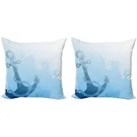 Abakuhaus Nautische kussenhoes – 2x50x50 cm – Dubbelzijdige print – Lichtblauw