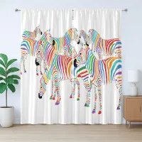 Abakuhaus Leuk rustiek gordijn, kleurrijke dieren, geplooid gordijn voor de slaapkamer met lussen en haken, 280 x 245 cm, rood, groen, geel
