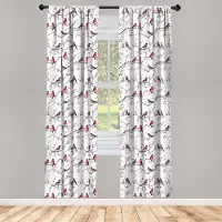 Abakuhaus – Aziatische raamgordijnen 2-delig – Sakura Vogels – 75x245 cm – Zwart/Grijs/Roze