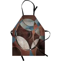 Abakuhaus Abstracte kookschort, Grunge-wijnpluk-stijl hedendaagse cirkelvormige geometrische cijfergrafiek, kleurvast, in hoogte verstelbaar, wasbaar, heldere digitaalafdruk, blauwgrijs-umbrabraun