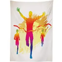 Abakuhaus Tafellaken Grunge Silhouet – 140x170 cm – Satijn, Lila/Gele